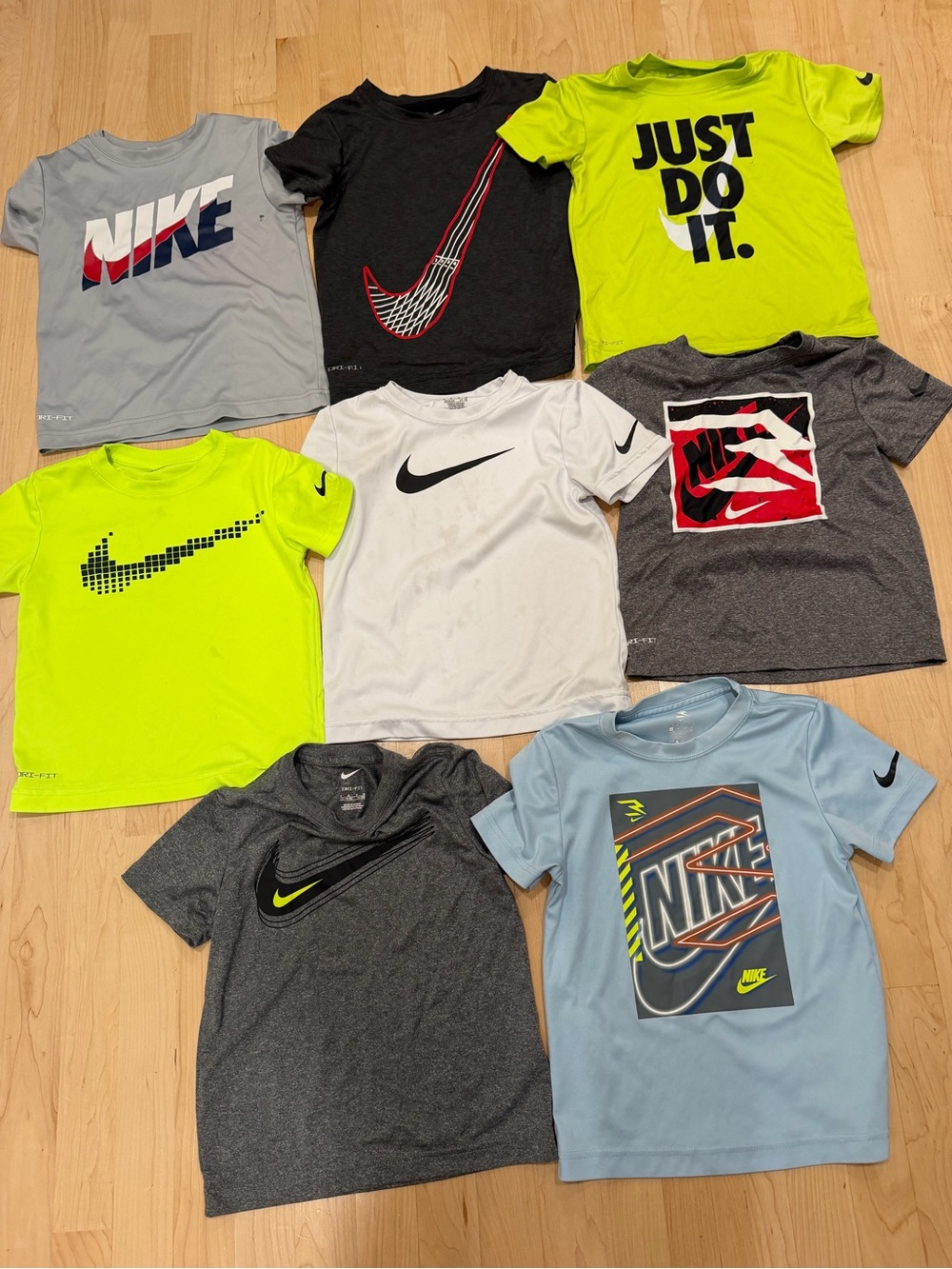 Nike Kids Short Sleeve Tees - Neon Yellow, Gray, Black, White, Light Blue